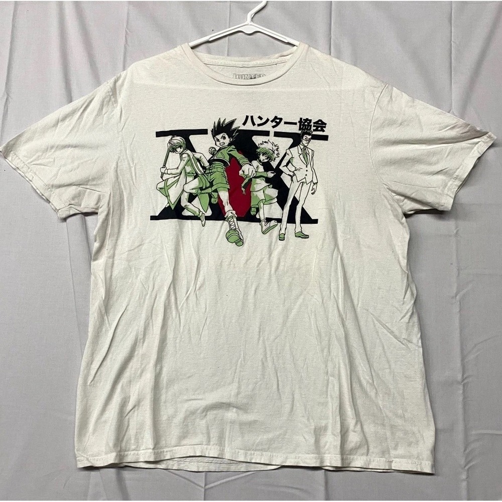 Hunter X Hunter T Shirts Mens XL White Cotton Graphic Crew Neck Short Sleeve